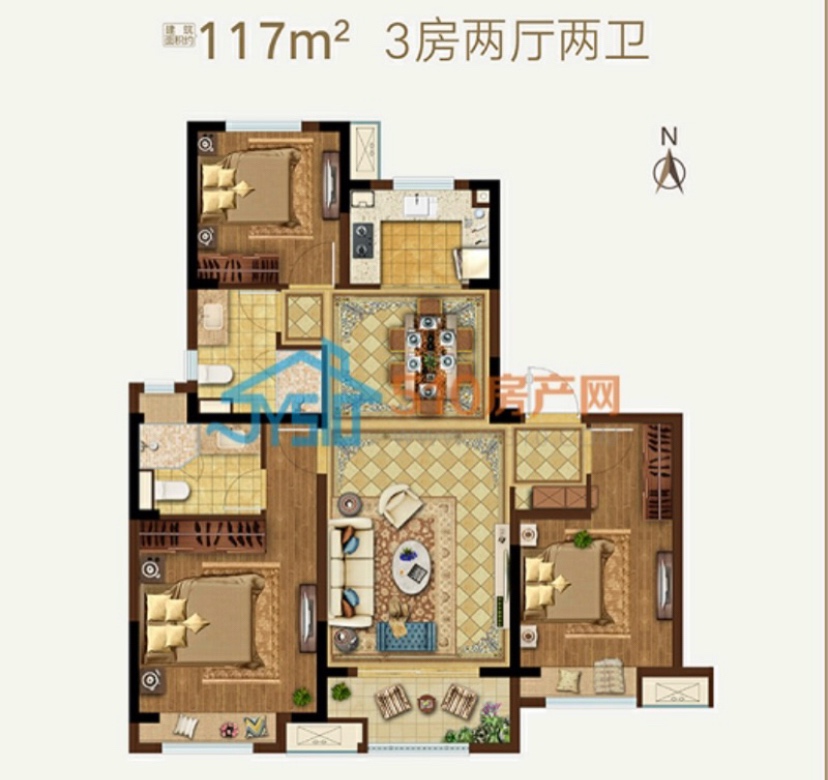 江阴金茂霞客岛生态城（鑫茂悦园），117平，15楼，总高18层
